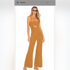 House of Harlow 1960 Womens Sleeveless Wide Leg Morin Jumpsuit Toffee Size XS